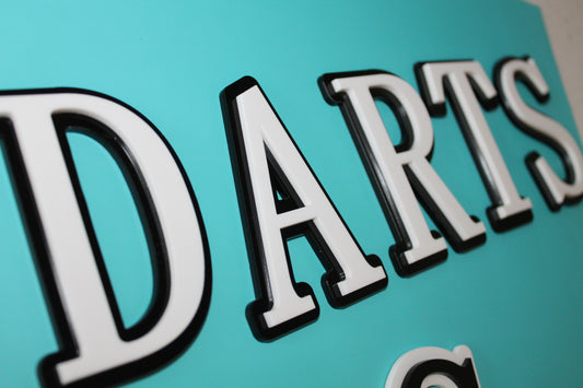 3D Darts Wall Sign – Handmade Raised Letter Design, Dart accessories